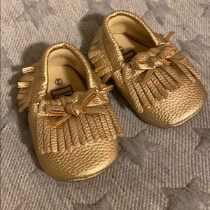 Gold moccasins -size 2 baby